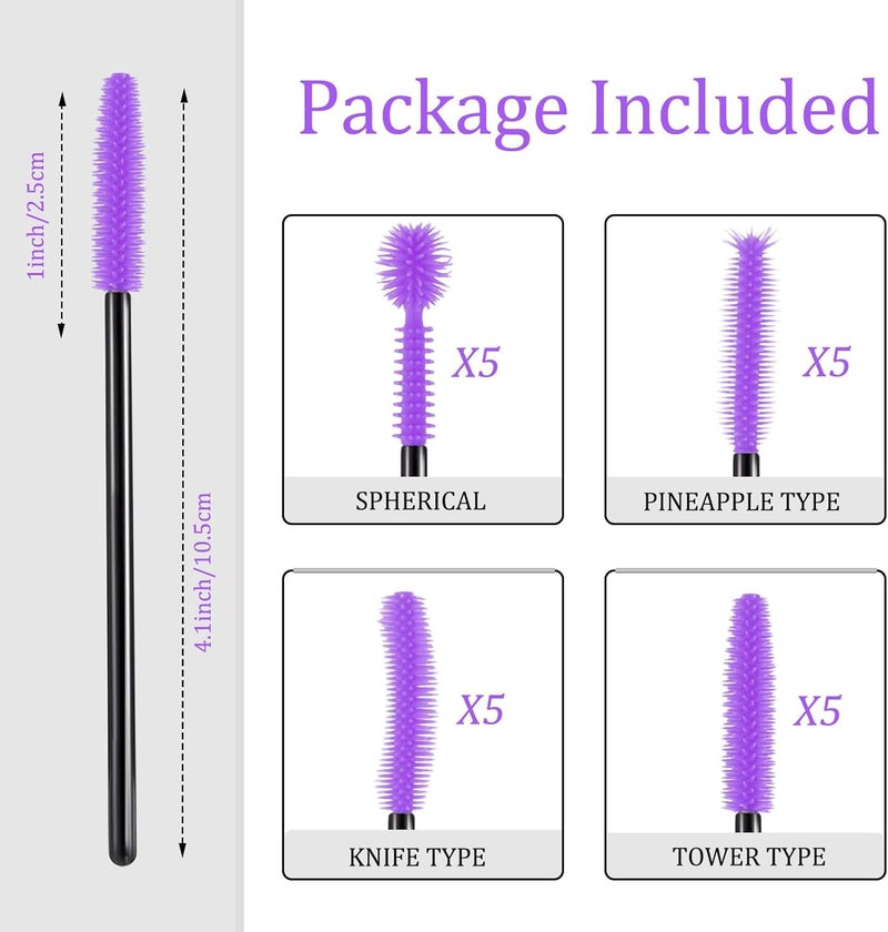 FJW Store Machine Cleaning Brushes, Reusable Silicone Dense Bristles Clean Brush for Sewing Machine Internal and Spool Area, The Every Nook and Cranny Sewing Machine Cleaning Tools 20 PCS Purple - Image 4